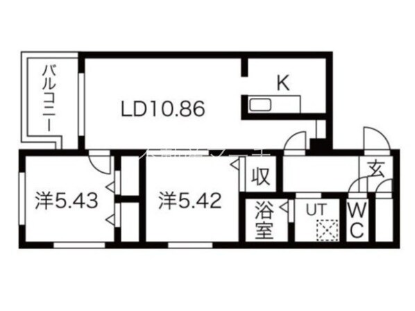 北２４条駅 徒歩5分 2階の物件間取画像